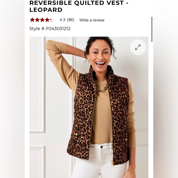 Talbots Reversible Quilted Vest Leopard/Black NWT Classic Winter Career Size 1XP - Picture 1 of 13